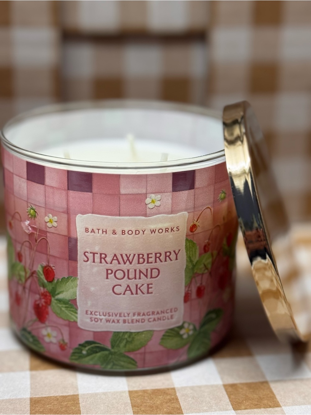 NEW B&BW Strawberry Pound Cake 3 wick candle